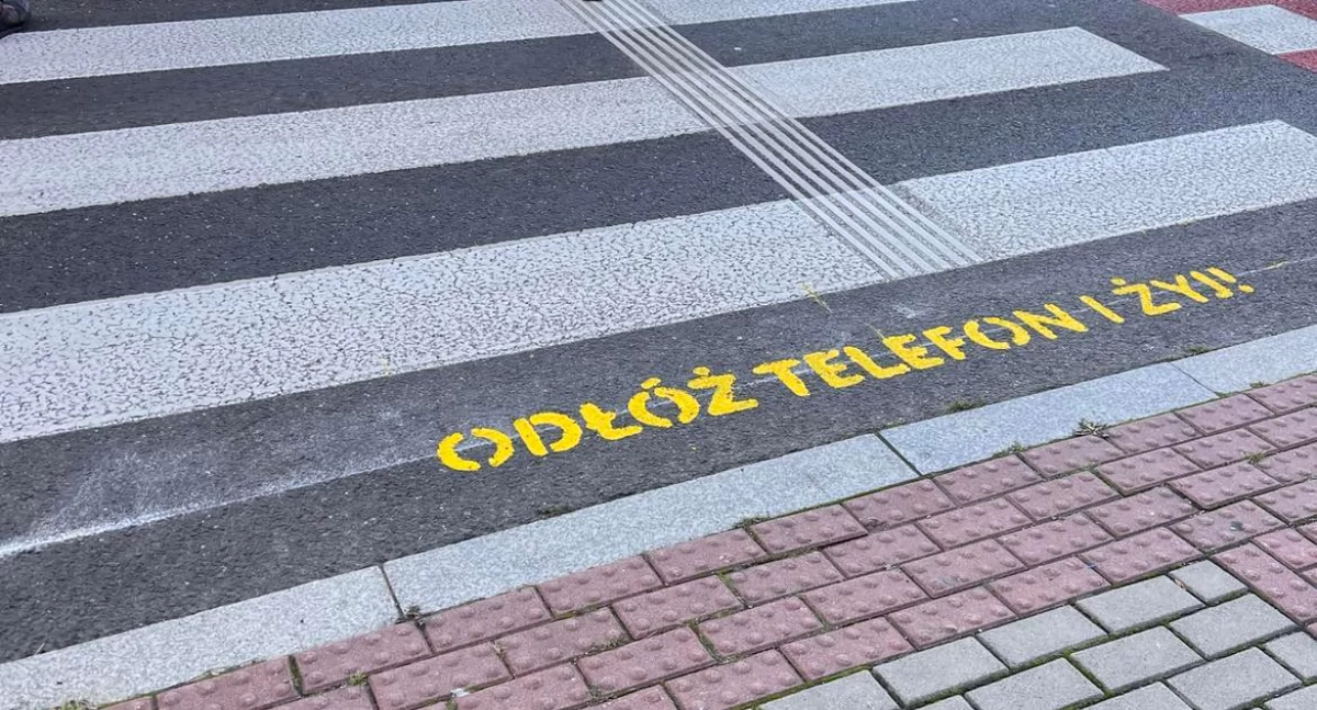 Wypadki drogowe, Cieszyn walczy bezpieczeństwo pieszych przejściach pojawiły napisy - zdjęcie, fotografia