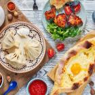 Top view of traditional Georgian lunch