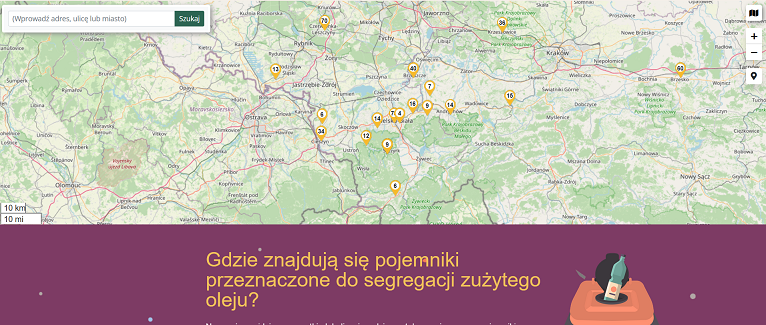 Kliknij i znajdź pojemnik na mapie 